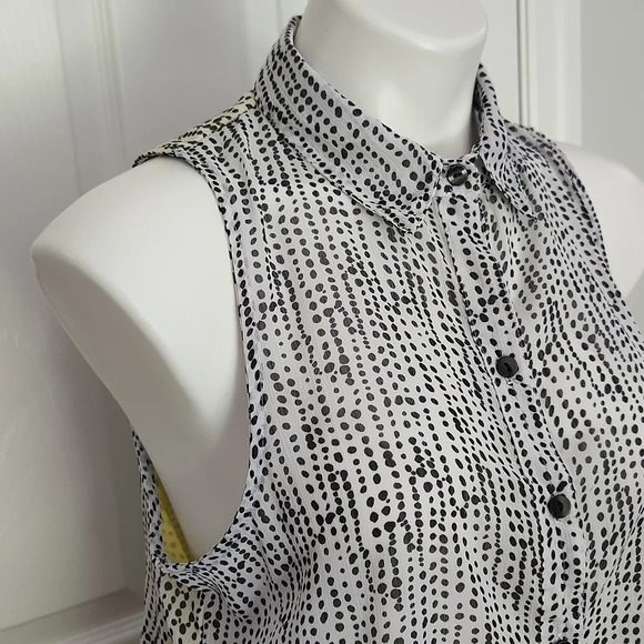 BCX Black, White, & Yellow Sheer Top - Picture 5 of 13